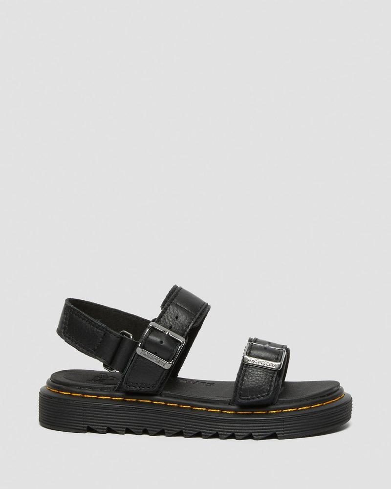 Kids' Dr Martens Junior Kyle Leather Sandals Black | AU 721ZUT